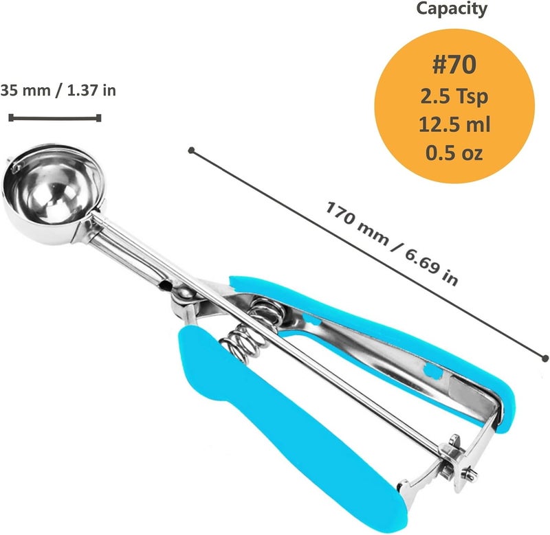 LLESCA Cookie Scoop, Ice Cream Scoop, 0.8Tbsp/2.5tsp/12.5ml/0.5oz Cookie Scoops for Baking, 18/8 Stainless Steel Cookie Scooper for Baking, Cookie Dough Scoop, Ice Cream Scooper with Trigger Release (Blue) - Image 5
